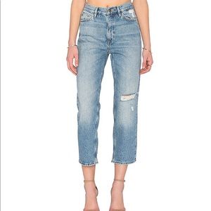 M.I.H. Jeanne High-Rise Straight Distressed Cropped Jeans